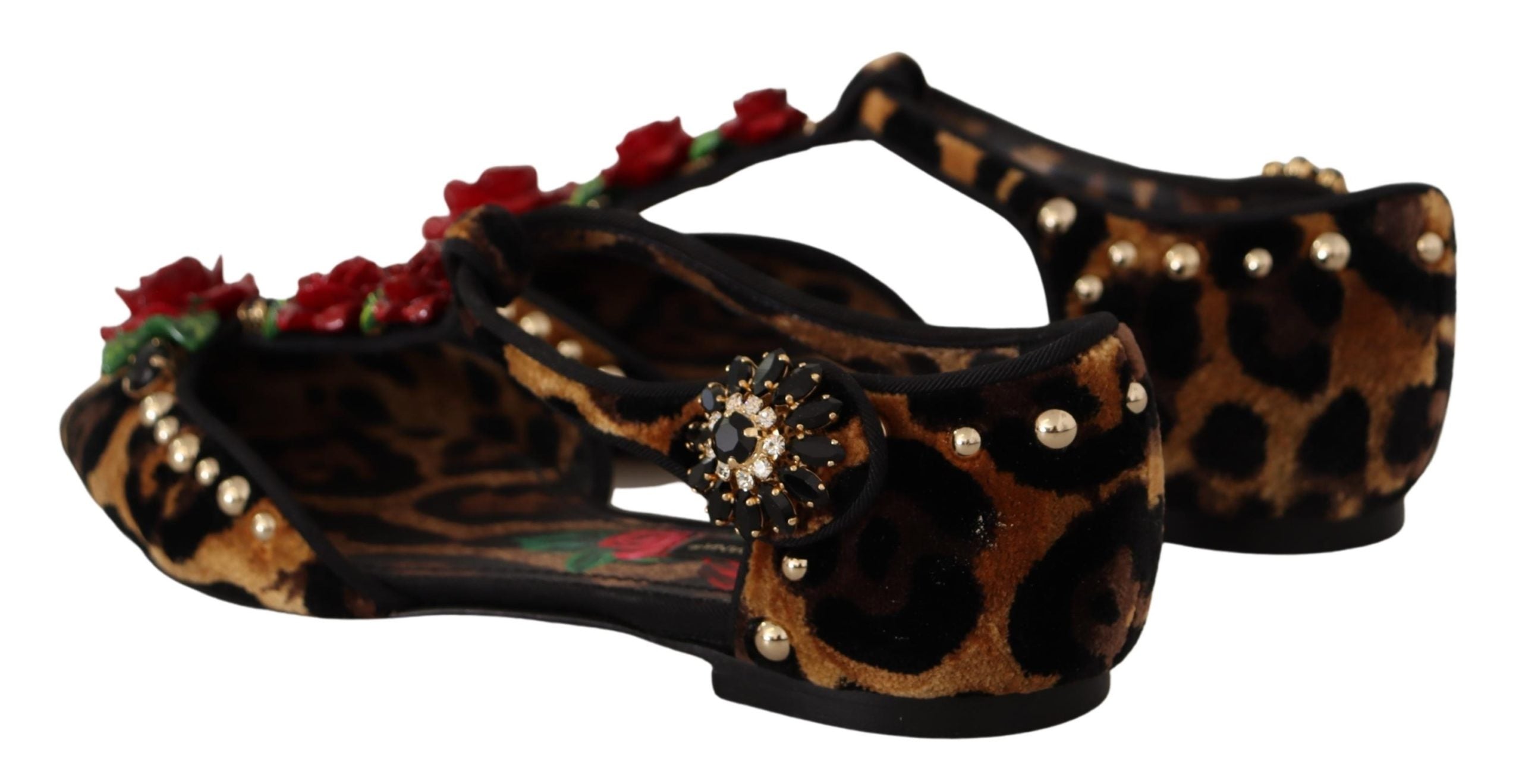 Dolce & Gabbana Brown Ballerina Embellished Leopard Print Shoes -   -  Dolce & Gabbana.