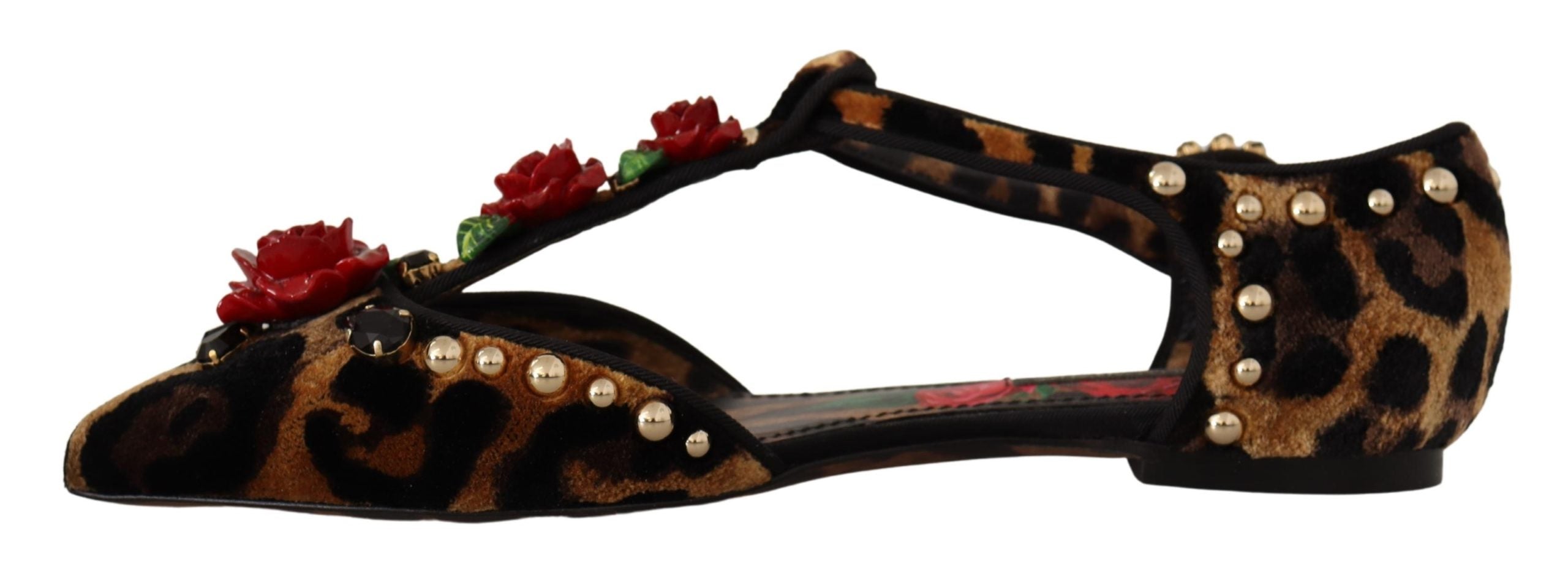 Dolce & Gabbana Brown Ballerina Embellished Leopard Print Shoes -   -  Dolce & Gabbana.