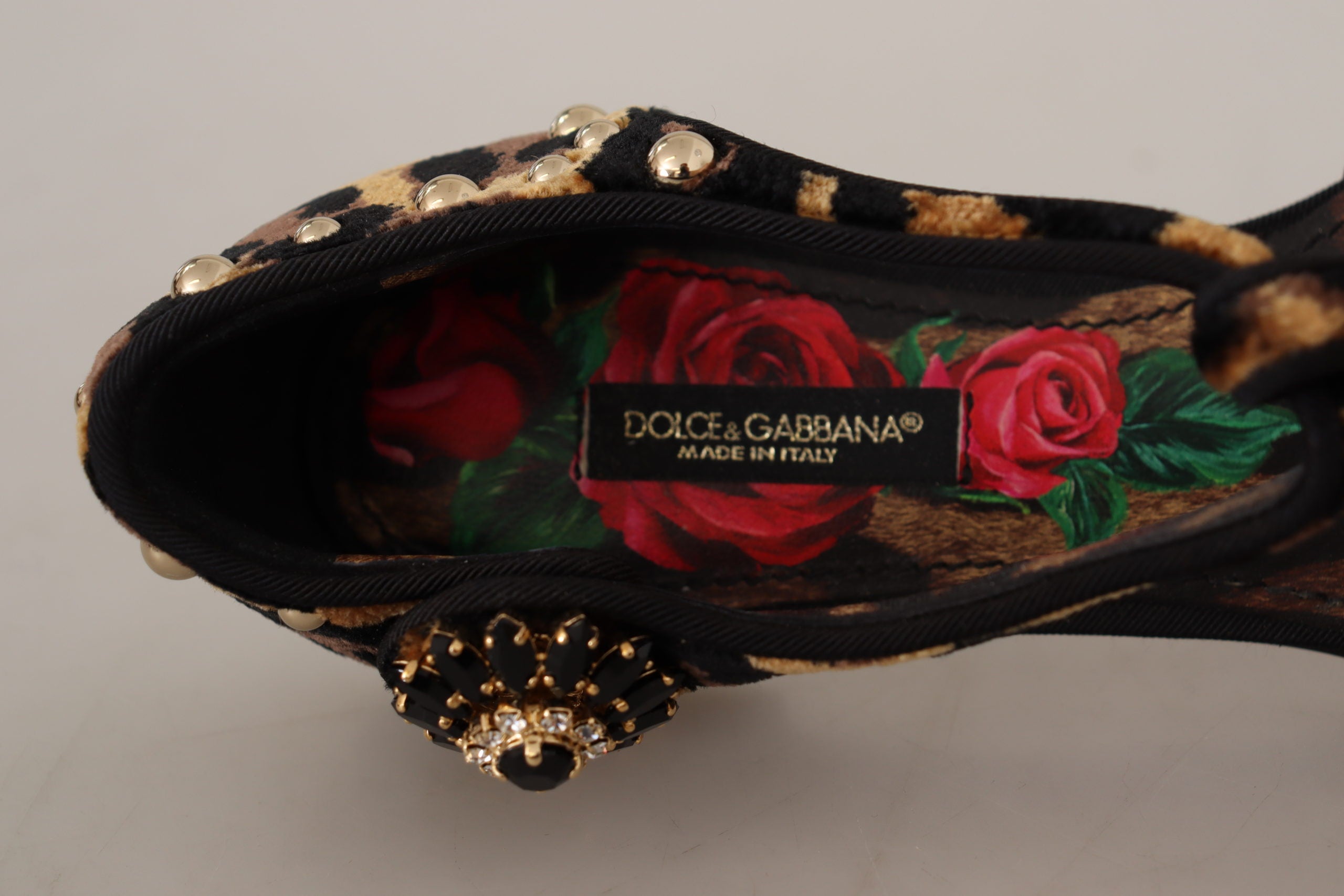 Dolce & Gabbana Brown Ballerina Embellished Leopard Print Shoes -   -  Dolce & Gabbana.