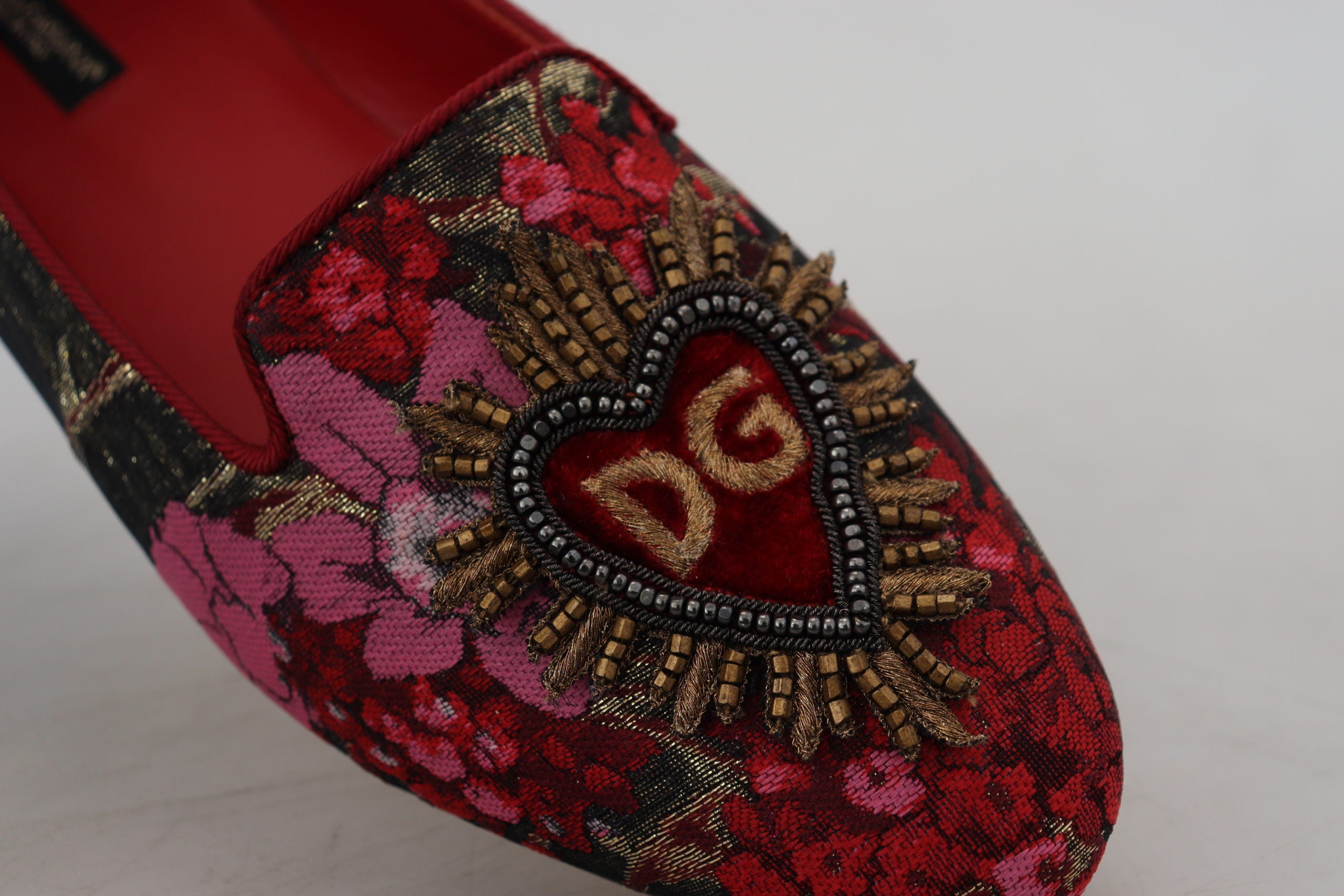 Dolce & Gabbana Multicolor Jacquard Sacred Heart Patch Slip On Shoes -   -  Dolce & Gabbana.