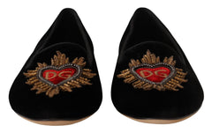 Dolce & Gabbana Black DG Sacred Heart Patch Slip On Flat Shoes -   -  Dolce & Gabbana.