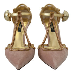Dolce & Gabbana Pink Crystal T-strap Heels Pumps Shoes -   -  Dolce & Gabbana.