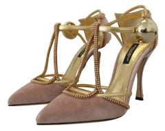 Dolce & Gabbana Pink Crystal T-strap Heels Pumps Shoes -   -  Dolce & Gabbana.