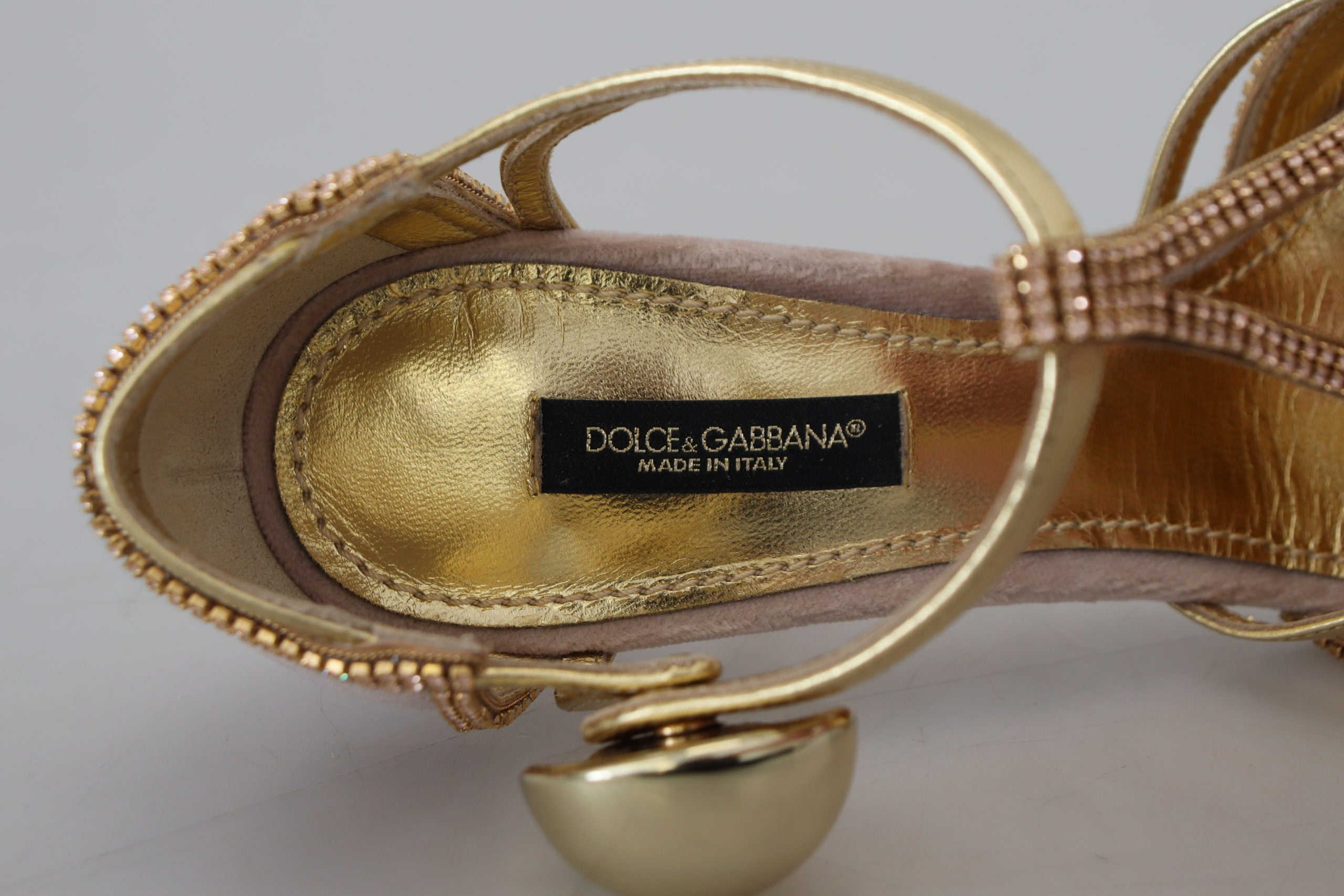 Dolce & Gabbana Pink Crystal T-strap Heels Pumps Shoes -   -  Dolce & Gabbana.