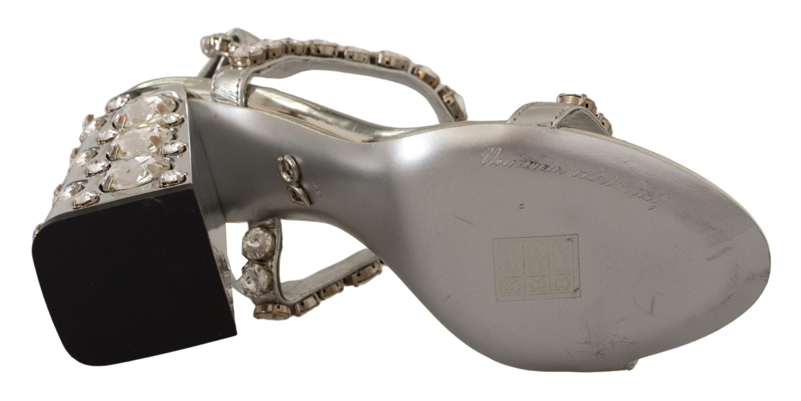 Dolce & Gabbana Silver Crystals Strap Buckle High Heel Sandals -   -  Dolce & Gabbana.