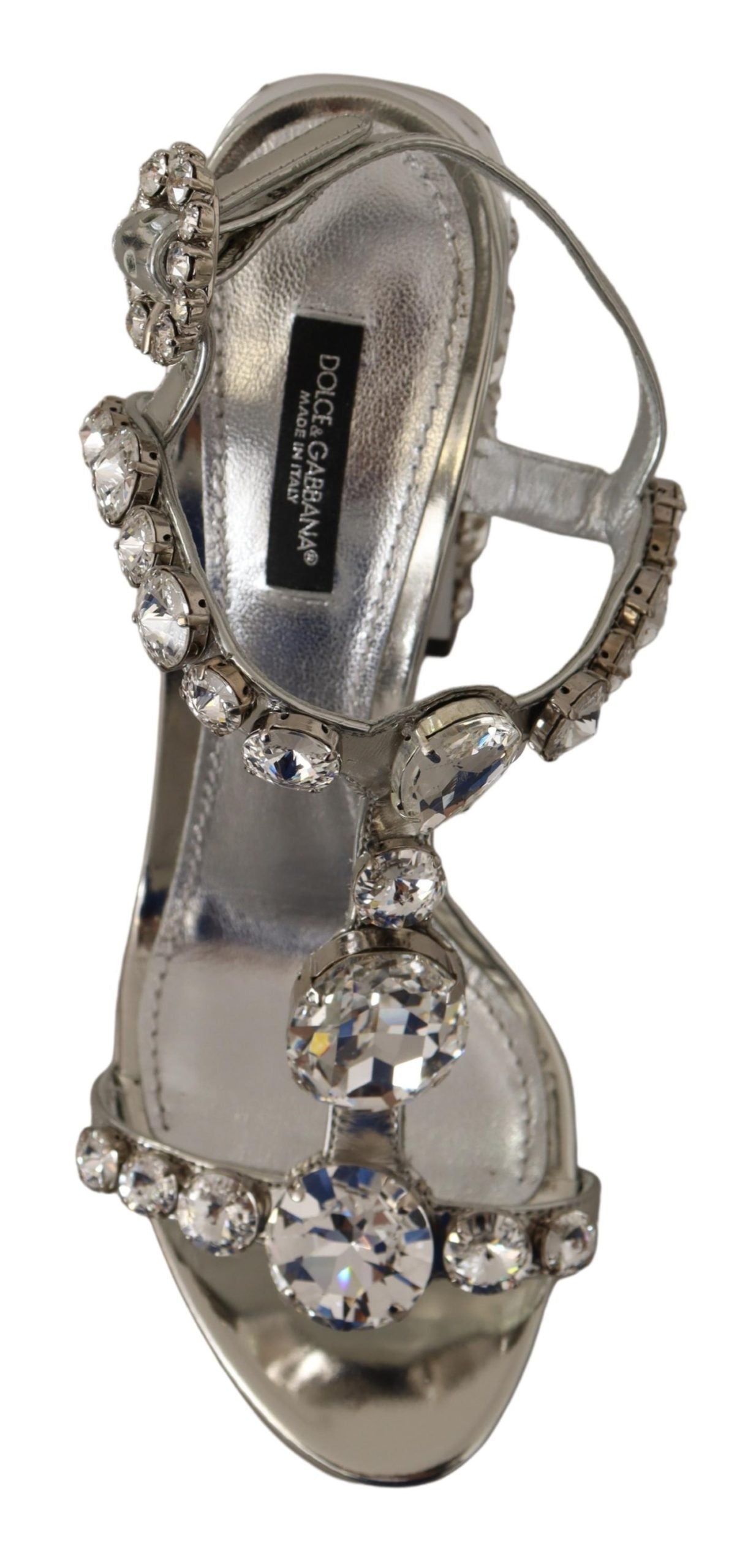 Dolce & Gabbana Silver Crystals Strap Buckle High Heel Sandals -   -  Dolce & Gabbana.