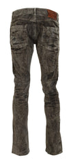 Acht Gray Washed Cotton Corduroy Slim Fit Men Jeans -   -  Acht.
