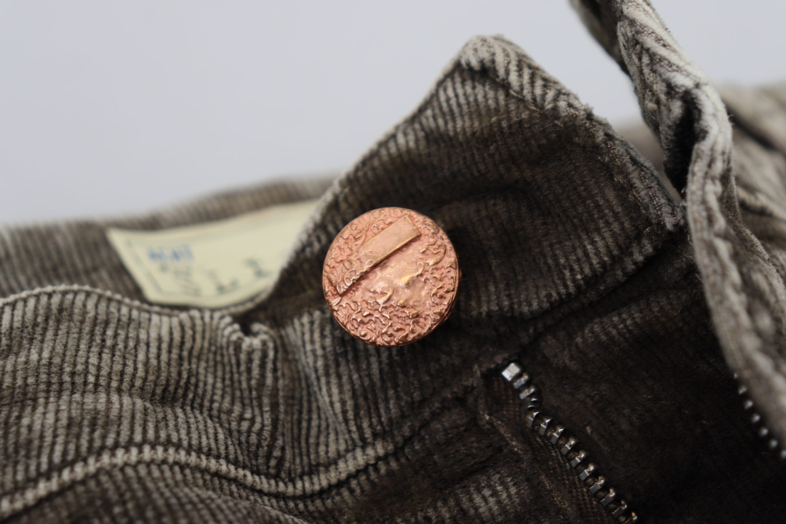 Acht Gray Washed Cotton Corduroy Slim Fit Men Jeans -   -  Acht.