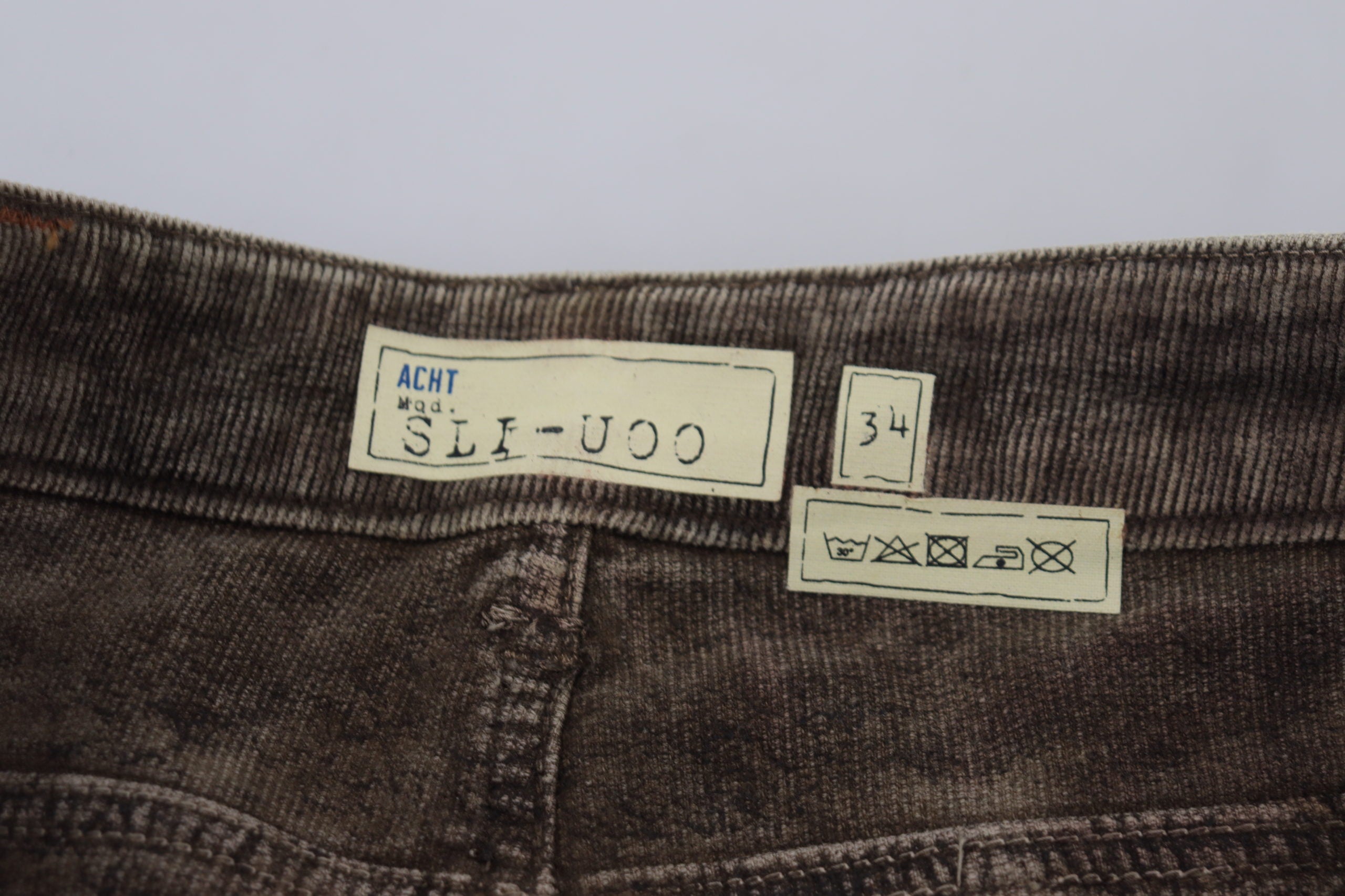 Acht Gray Washed Cotton Corduroy Slim Fit Men Jeans -   -  Acht.