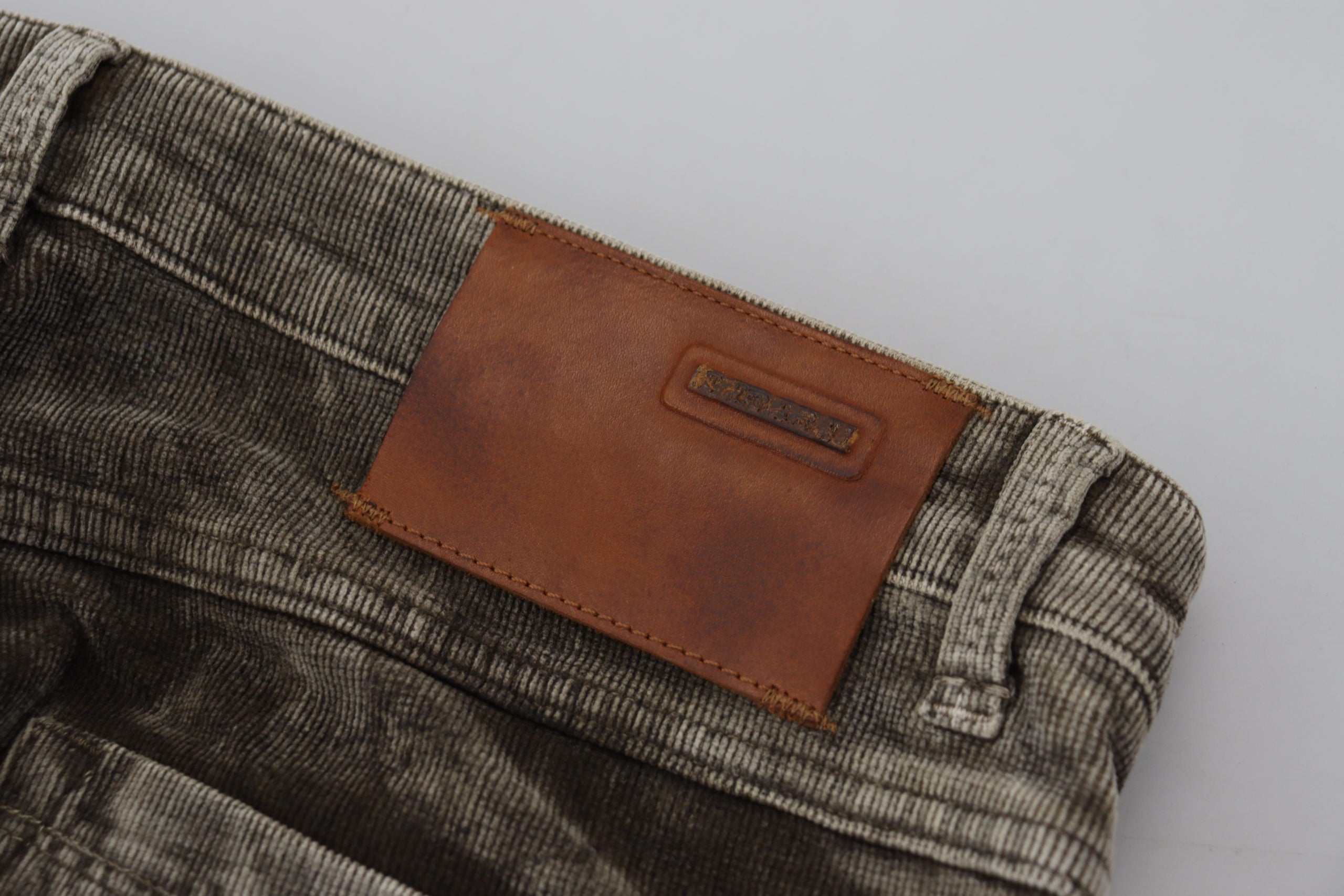 Acht Gray Washed Cotton Corduroy Slim Fit Men Jeans -   -  Acht.