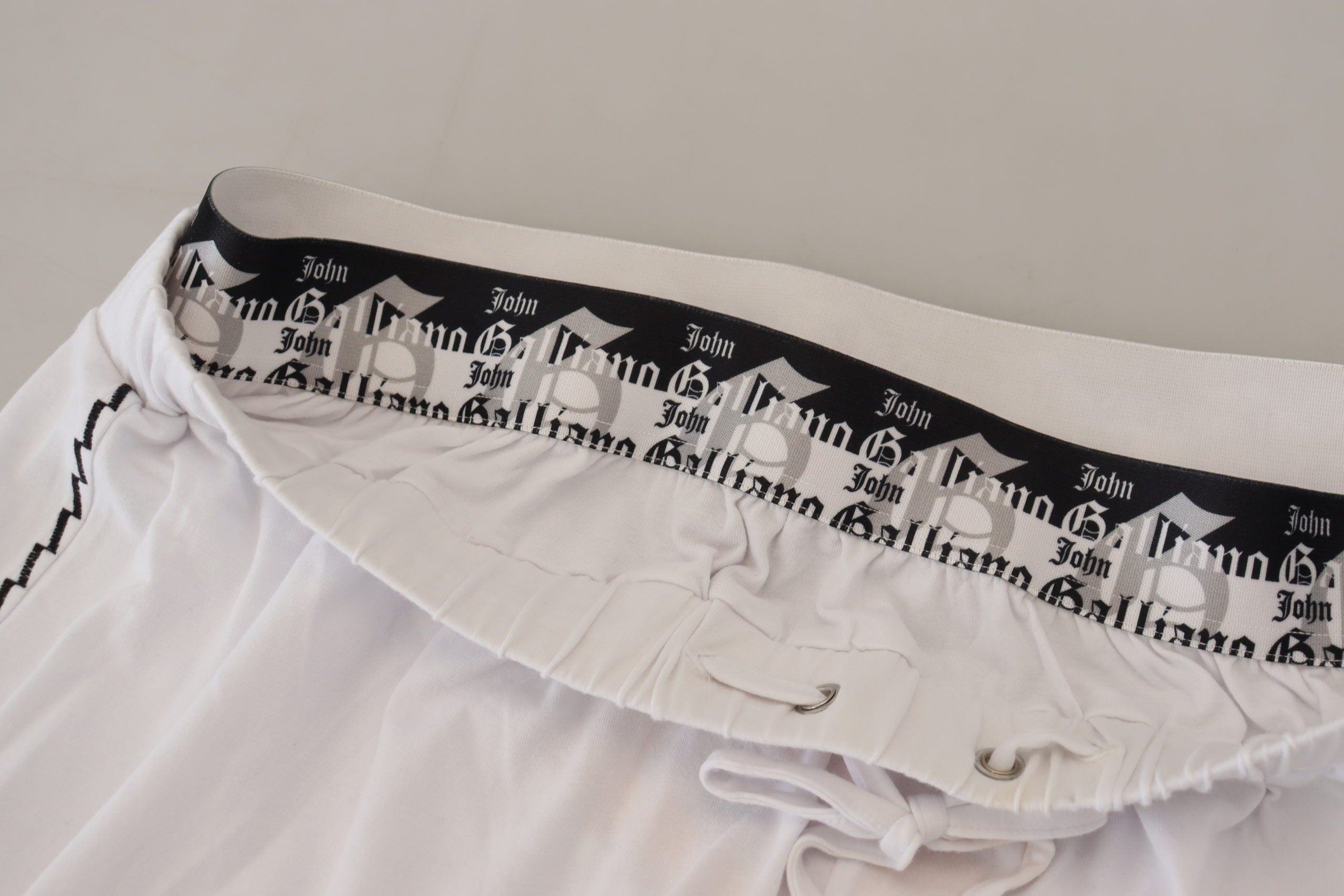 John Galliano White Cotton Logo Loose Men Pants -   -  John Galliano.
