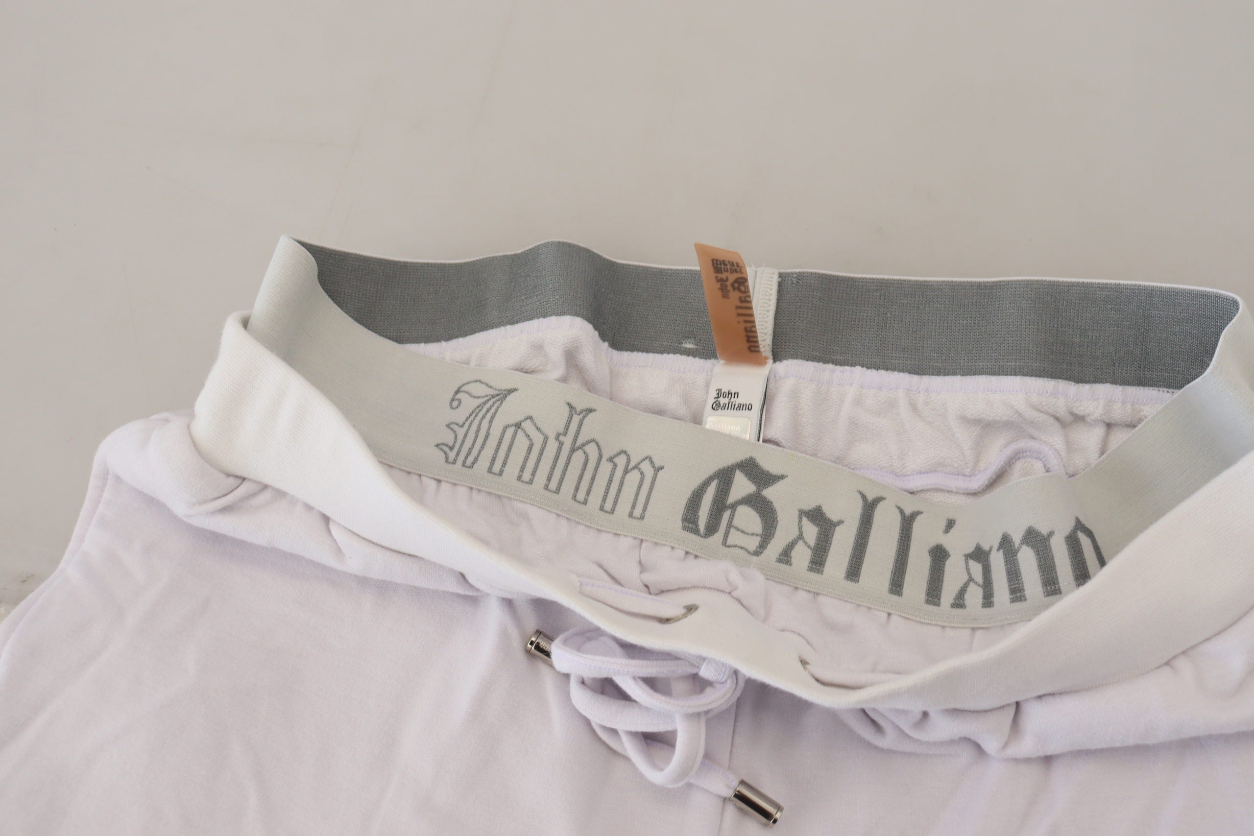 John Galliano White Cotton Logo Mens Jogger Pants -   -  John Galliano.