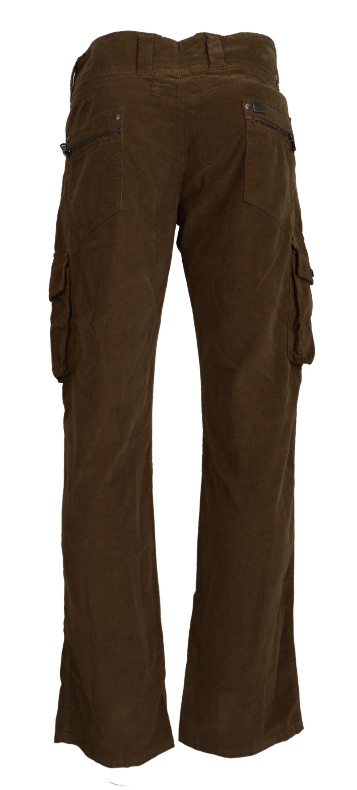 Ermanno Scervino Brown Cotton Corduroy Cargo Pants -   -  Ermanno Scervino.