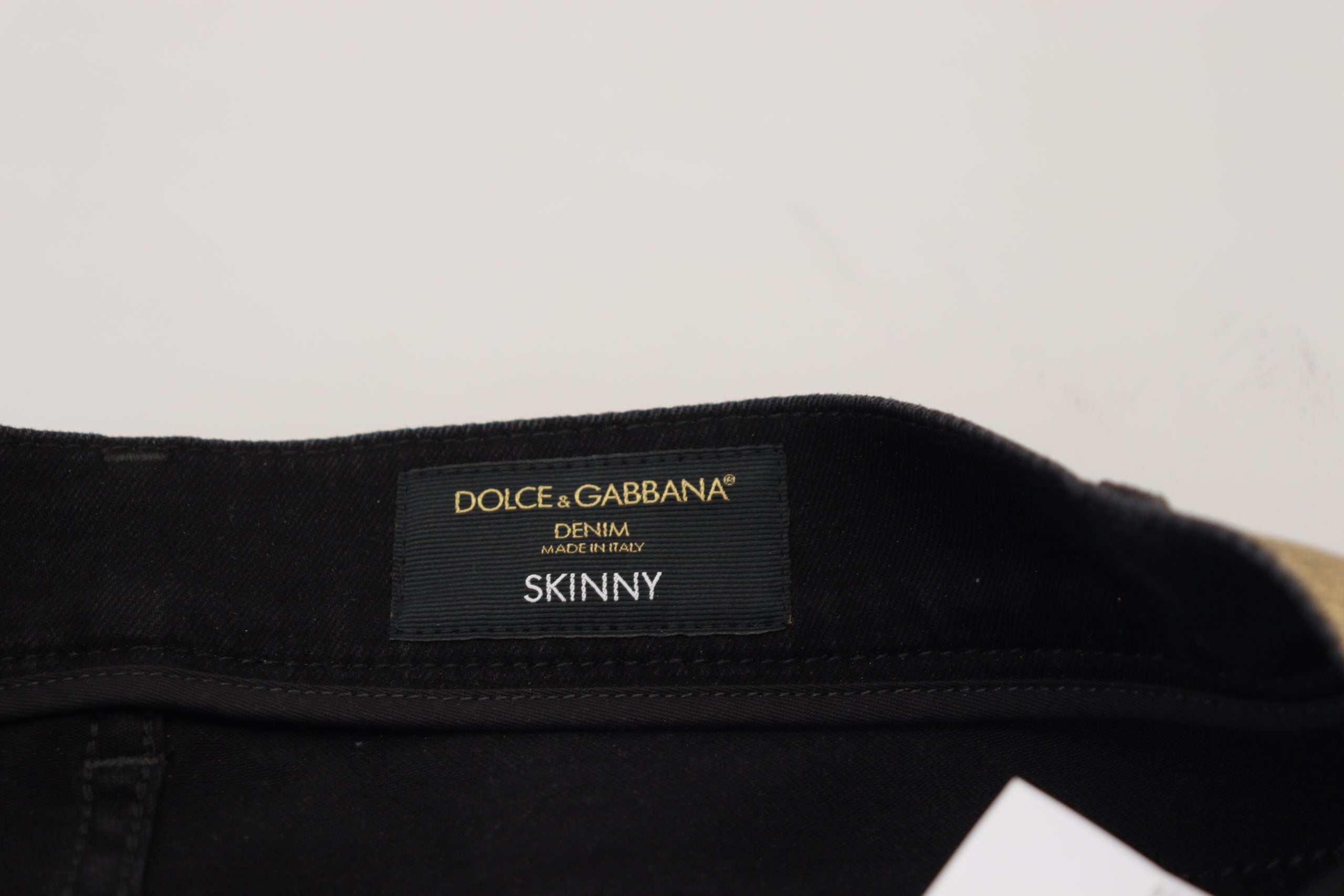 Dolce & Gabbana Gold Cotton Tattered Skinny Men Denim Jeans -   -  Dolce & Gabbana.