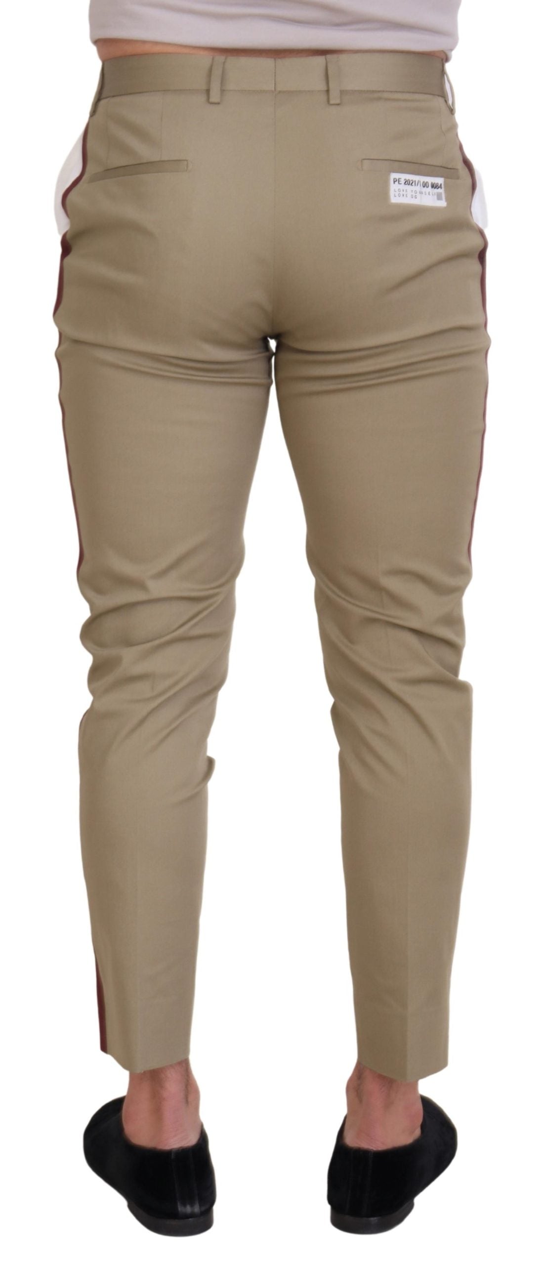 Dolce & Gabbana White Brown Slim Fit Chino Pants -   -  Dolce & Gabbana.