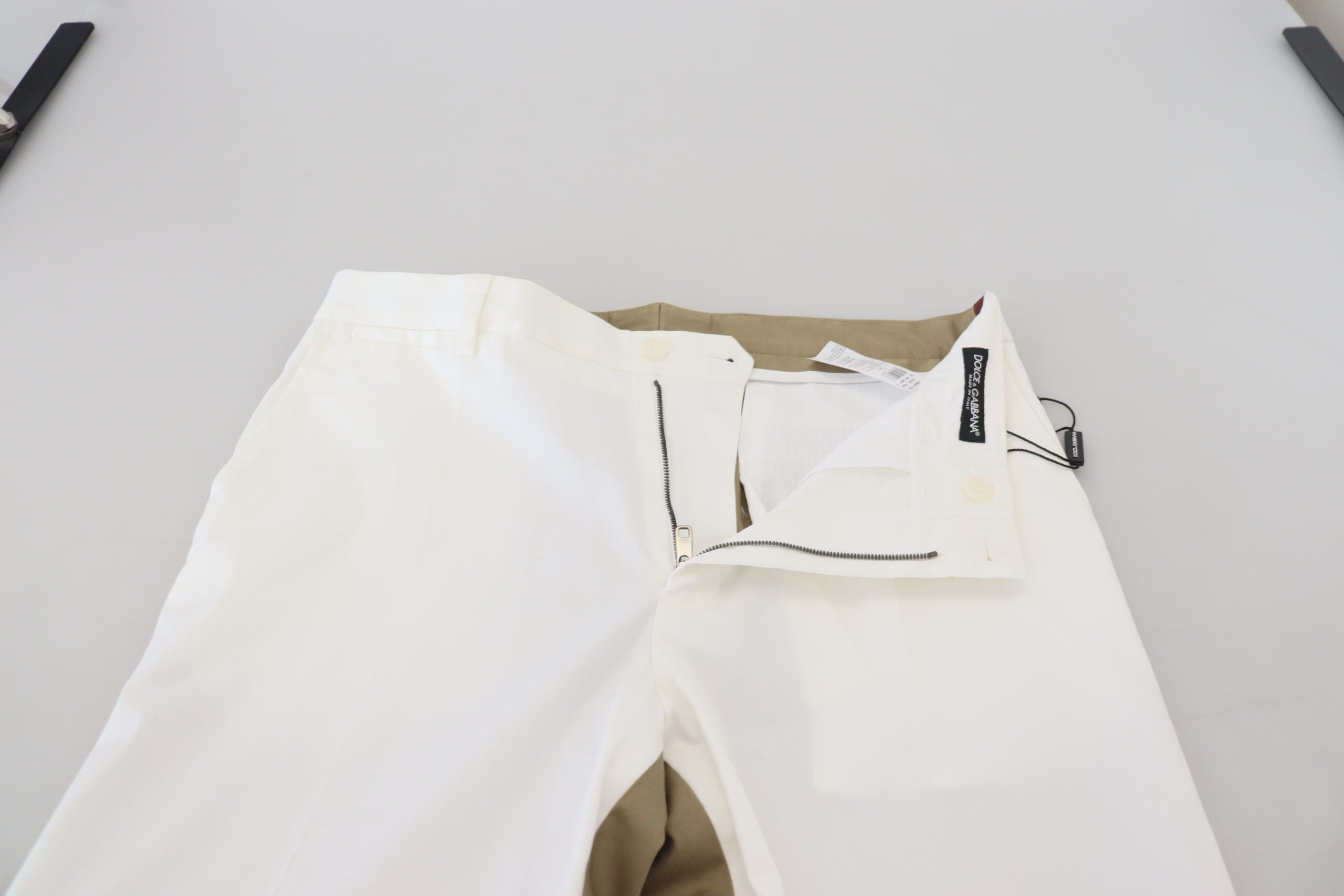 Dolce & Gabbana White Brown Slim Fit Chino Pants -   -  Dolce & Gabbana.