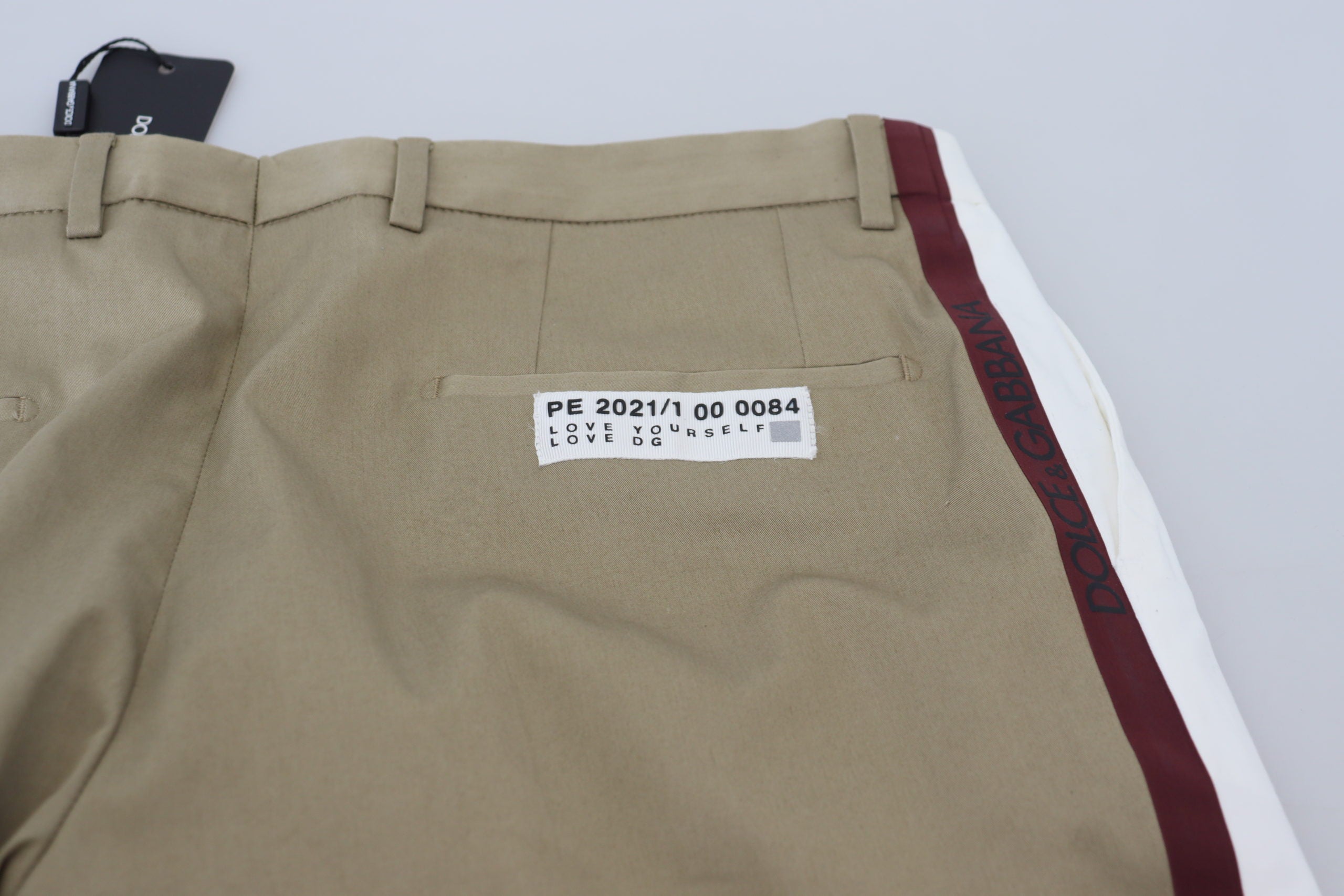 Dolce & Gabbana White Brown Slim Fit Chino Pants -   -  Dolce & Gabbana.