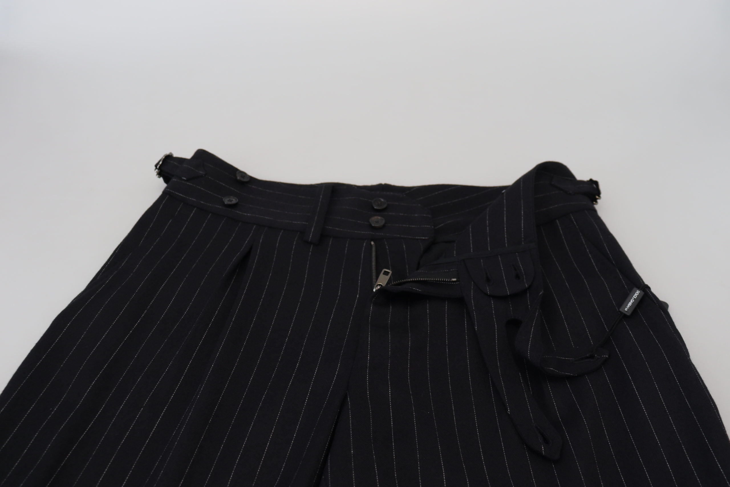 Dolce & Gabbana Black Wool Striped Chino Pants -   -  Dolce & Gabbana.