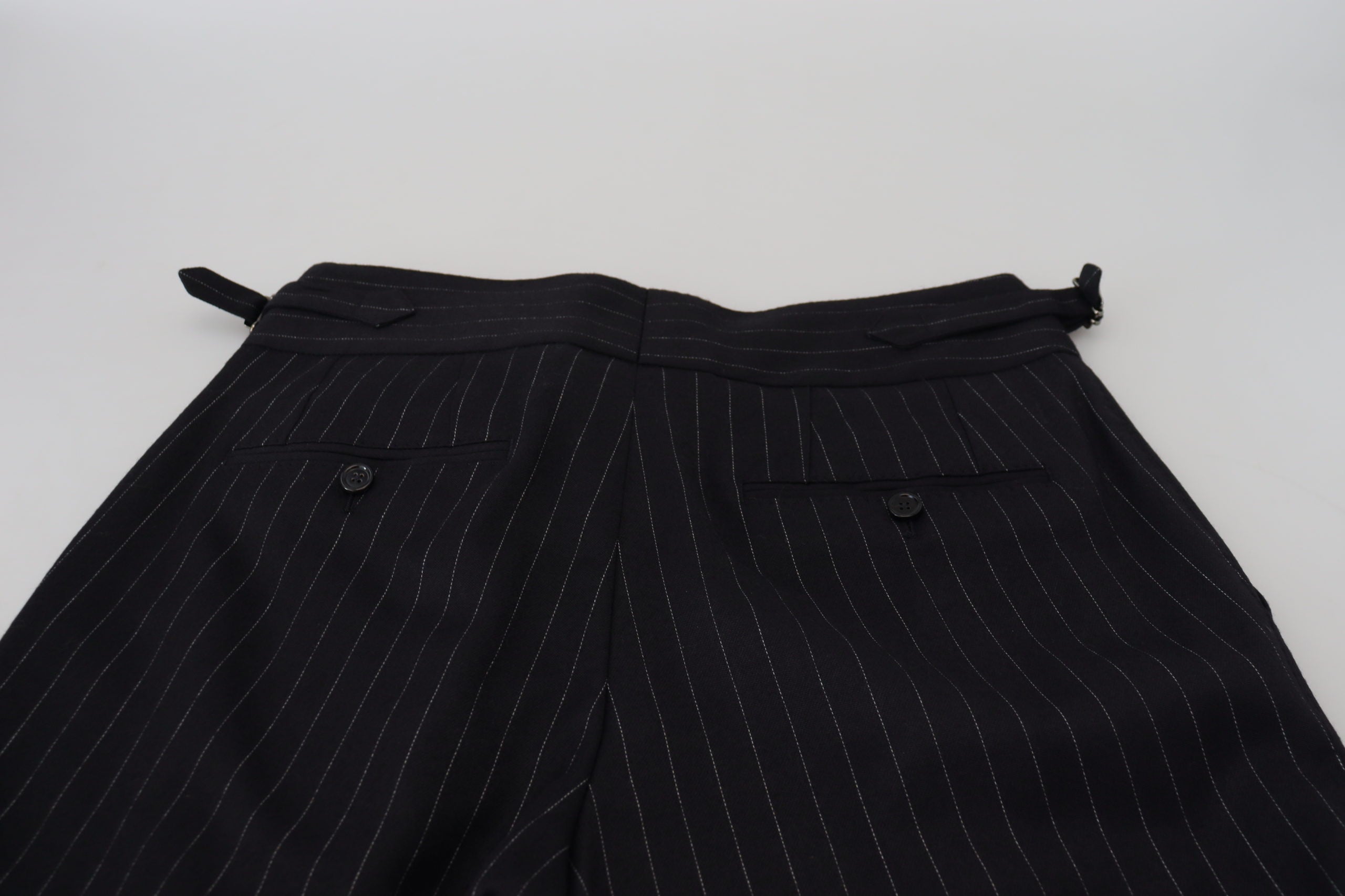Dolce & Gabbana Black Wool Striped Chino Pants -   -  Dolce & Gabbana.