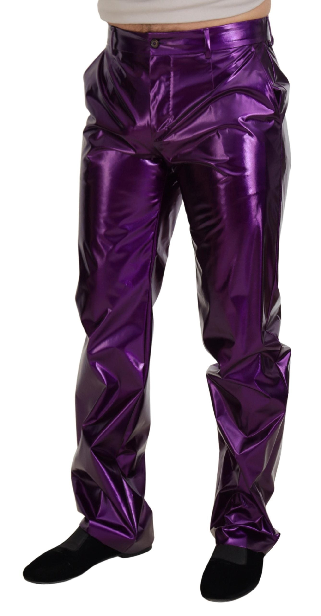 Dolce & Gabbana Purple Shining Men Casual Pants -   -  Dolce & Gabbana.