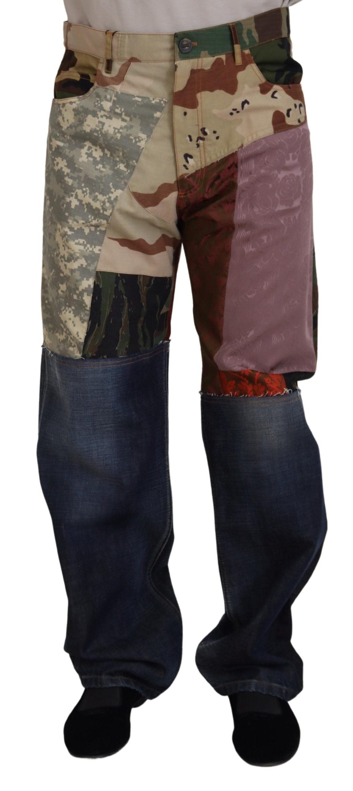 Dolce & Gabbana Multicolor Silk Patchwork Men Denim Jeans -   -  Dolce & Gabbana.