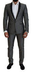Dolce & Gabbana Black White Silk MARTINI Slim Fit Suit -   -  Dolce & Gabbana.