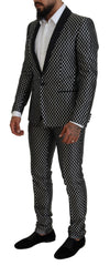 Dolce & Gabbana Black White Silk MARTINI Slim Fit Suit -   -  Dolce & Gabbana.