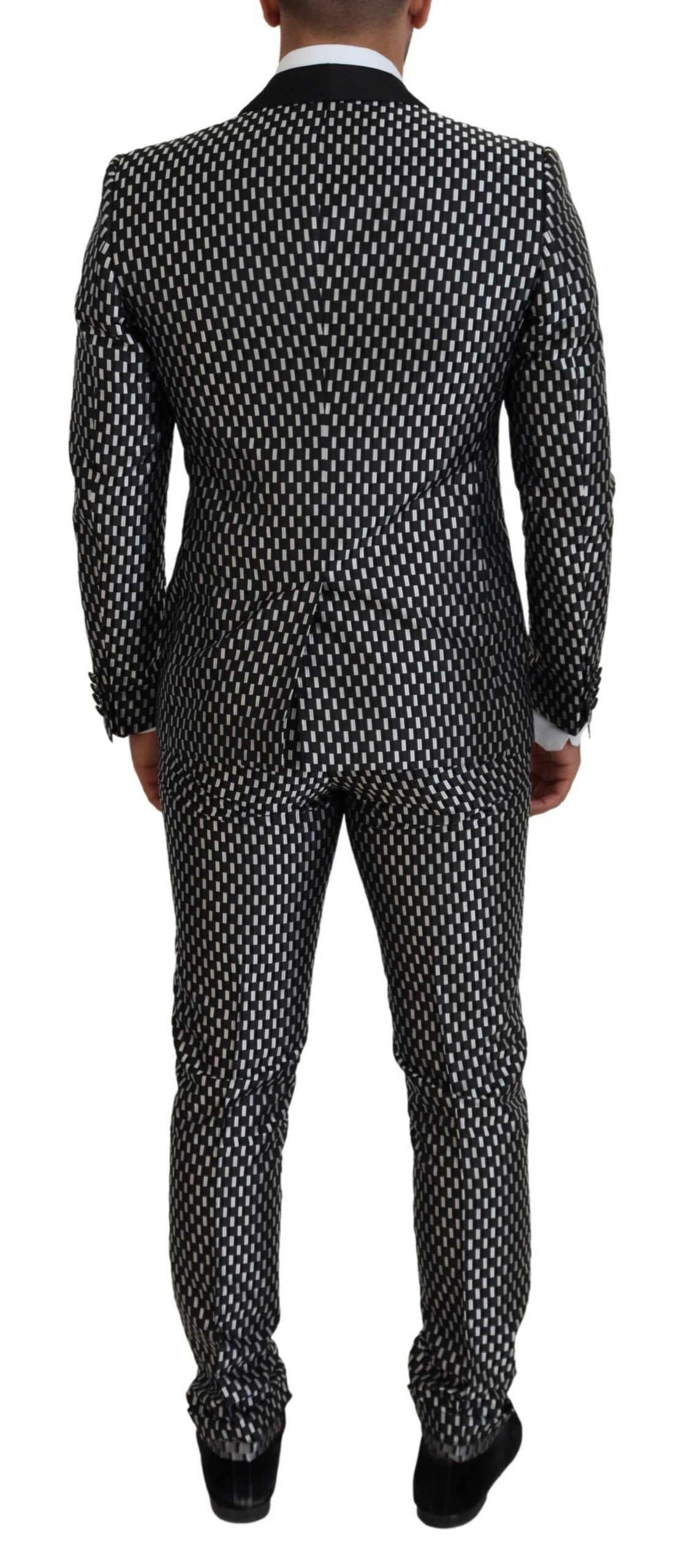 Dolce & Gabbana Black White Silk MARTINI Slim Fit Suit -   -  Dolce & Gabbana.