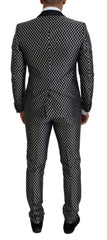 Dolce & Gabbana Black White Silk MARTINI Slim Fit Suit -   -  Dolce & Gabbana.