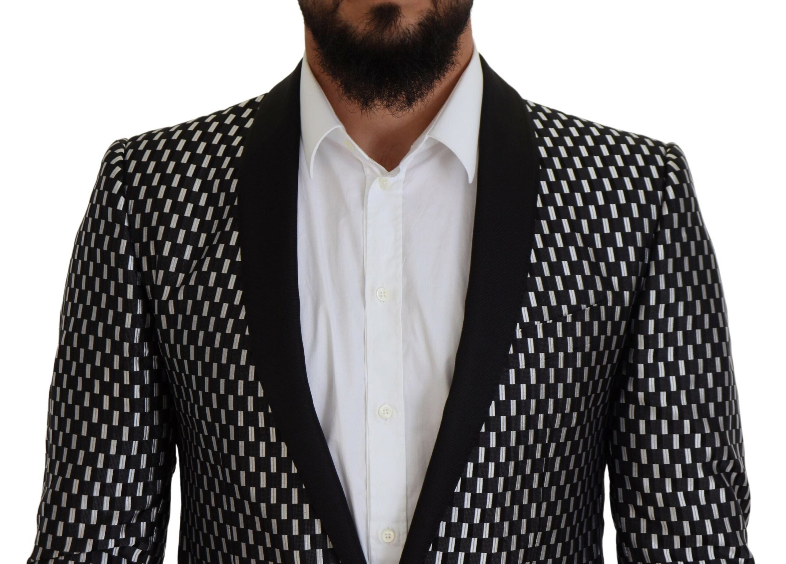 Dolce & Gabbana Black White Silk MARTINI Slim Fit Suit -   -  Dolce & Gabbana.