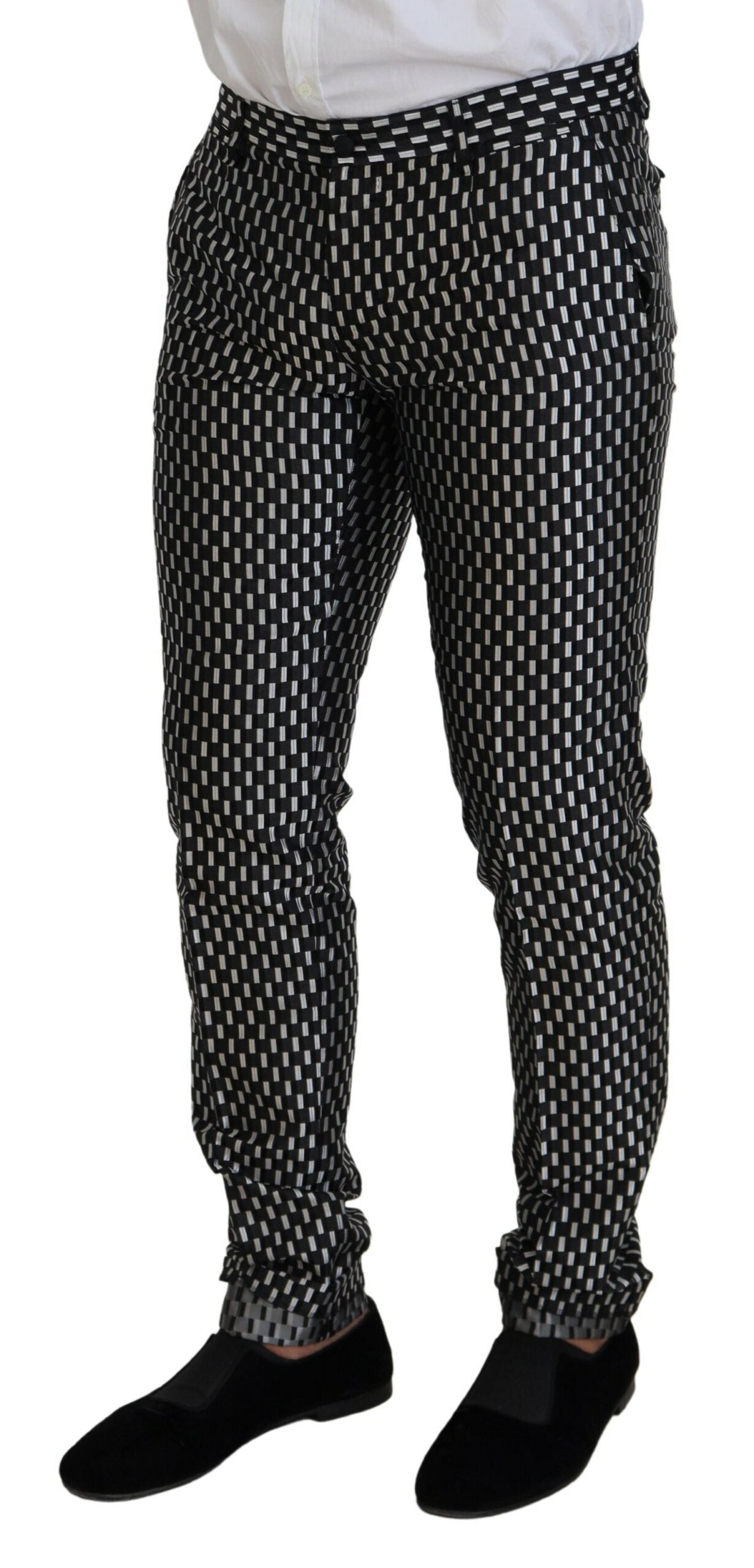 Dolce & Gabbana Black White Silk MARTINI Slim Fit Suit -   -  Dolce & Gabbana.