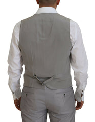 Dolce & Gabbana Silver Wool Silk 3 Piece Slim Fit Suit -   -  Dolce & Gabbana.