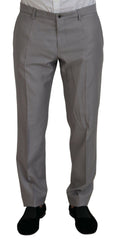 Dolce & Gabbana Silver Wool Silk 3 Piece Slim Fit Suit -   -  Dolce & Gabbana.