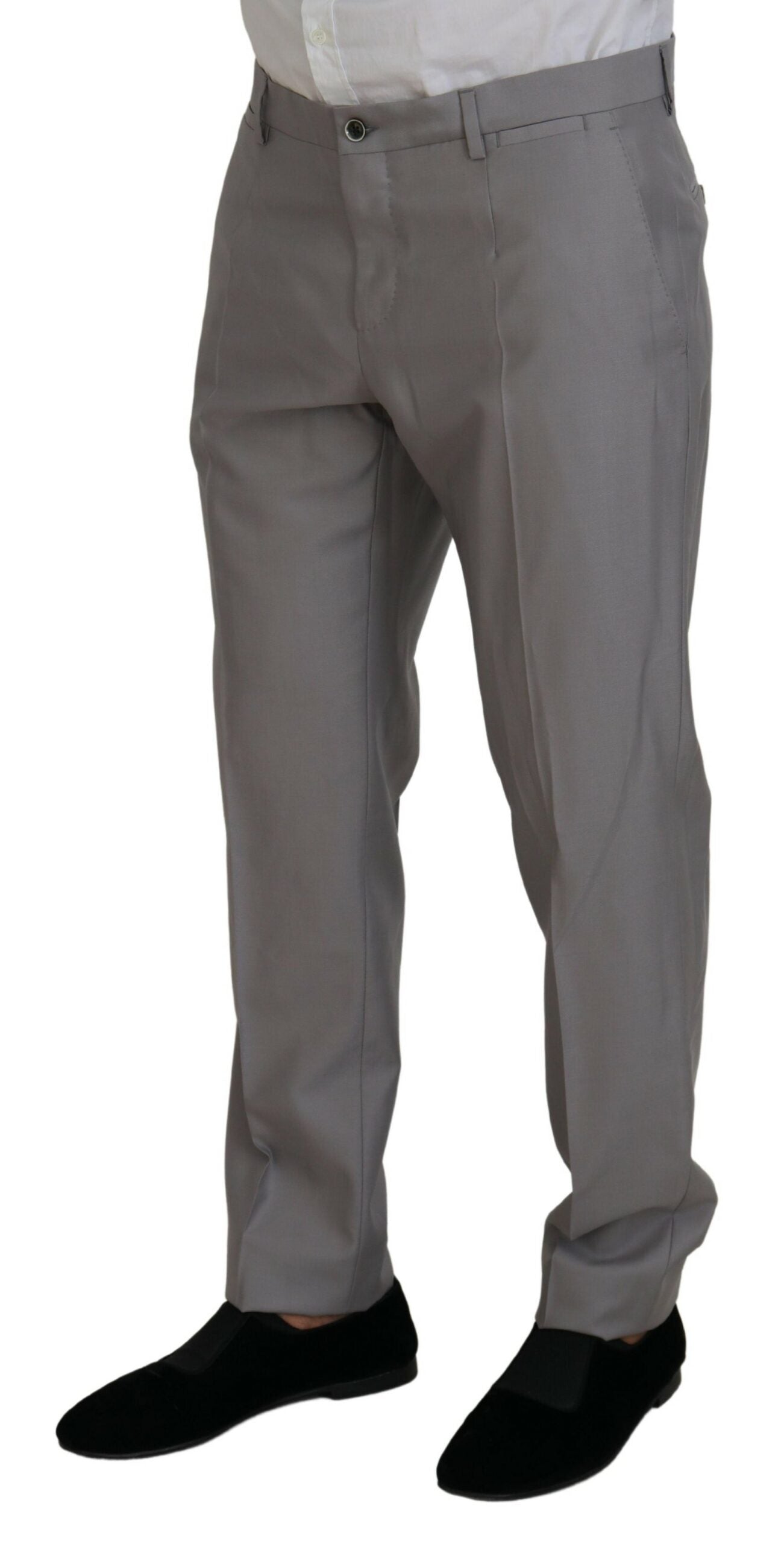Dolce & Gabbana Silver Wool Silk 3 Piece Slim Fit Suit -   -  Dolce & Gabbana.