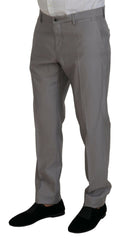 Dolce & Gabbana Silver Wool Silk 3 Piece Slim Fit Suit -   -  Dolce & Gabbana.