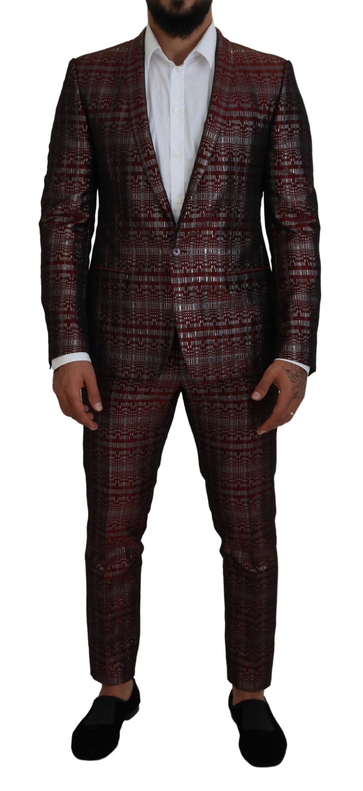Dolce & Gabbana Bordeaux Silver GOLD Slim Fit Suit -   -  Dolce & Gabbana.