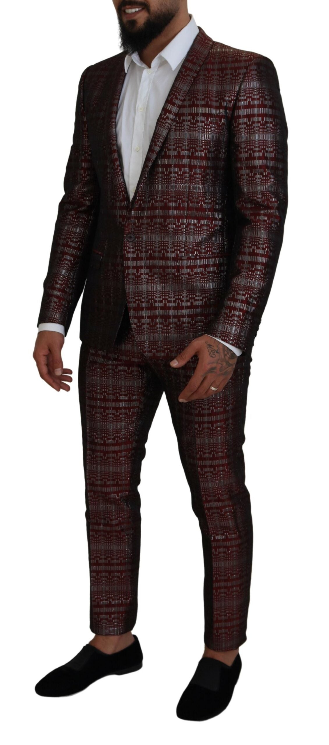 Dolce & Gabbana Bordeaux Silver GOLD Slim Fit Suit -   -  Dolce & Gabbana.