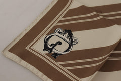 Dolce & Gabbana Brown Stripes DG Logo Square Mens Handkerchief Scarf -   -  Dolce & Gabbana.