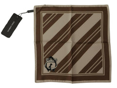 Dolce & Gabbana Brown Stripes DG Logo Square Mens Handkerchief Scarf -   -  Dolce & Gabbana.