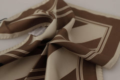 Dolce & Gabbana Brown Stripes DG Logo Square Mens Handkerchief Scarf -   -  Dolce & Gabbana.
