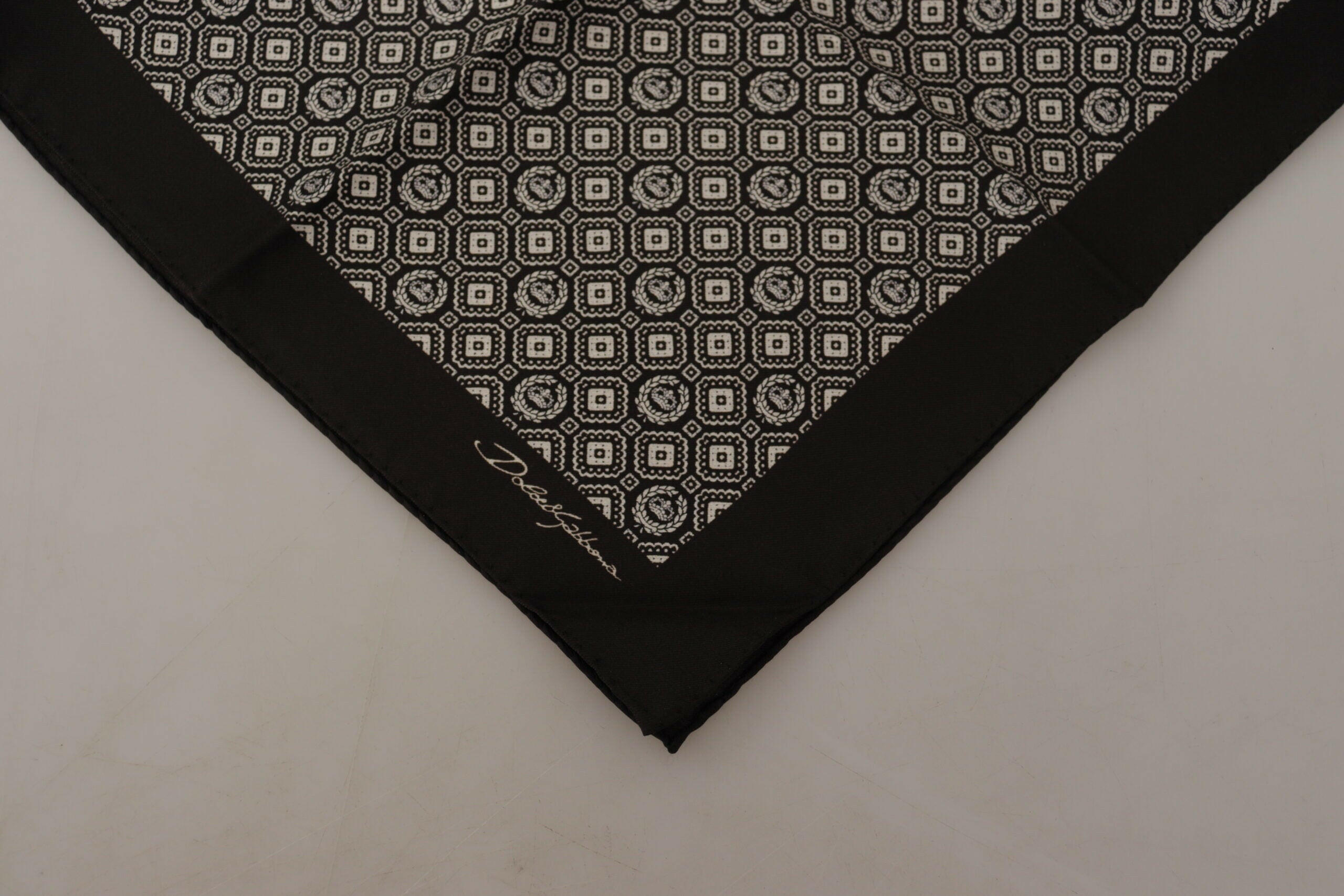 Dolce & Gabbana Black Patterned DG Logo Square Handkerchief Scarf -   -  Dolce & Gabbana.