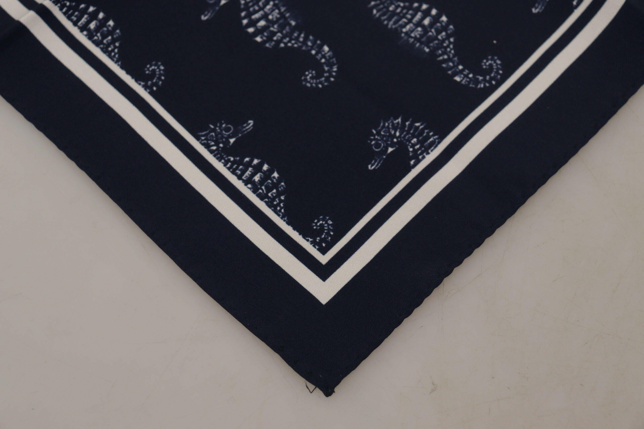 Dolce & Gabbana Blue Seahorse DG Printed Square Handkerchief Scarf -   -  Dolce & Gabbana.