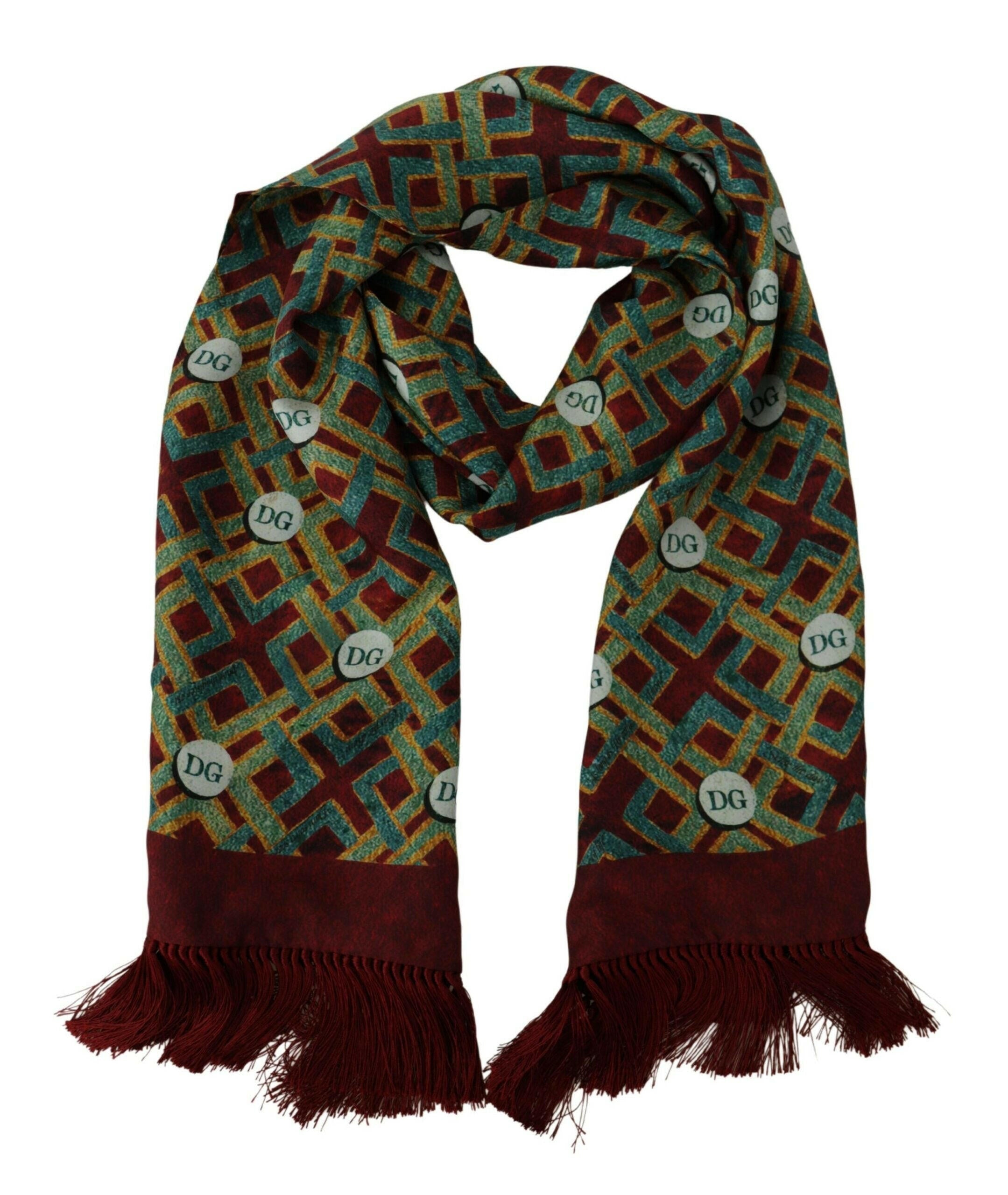 Dolce & Gabbana Multicolor DG Logo Shawl Warm Neck Wrap Fringe Scarf -   -  Dolce & Gabbana.