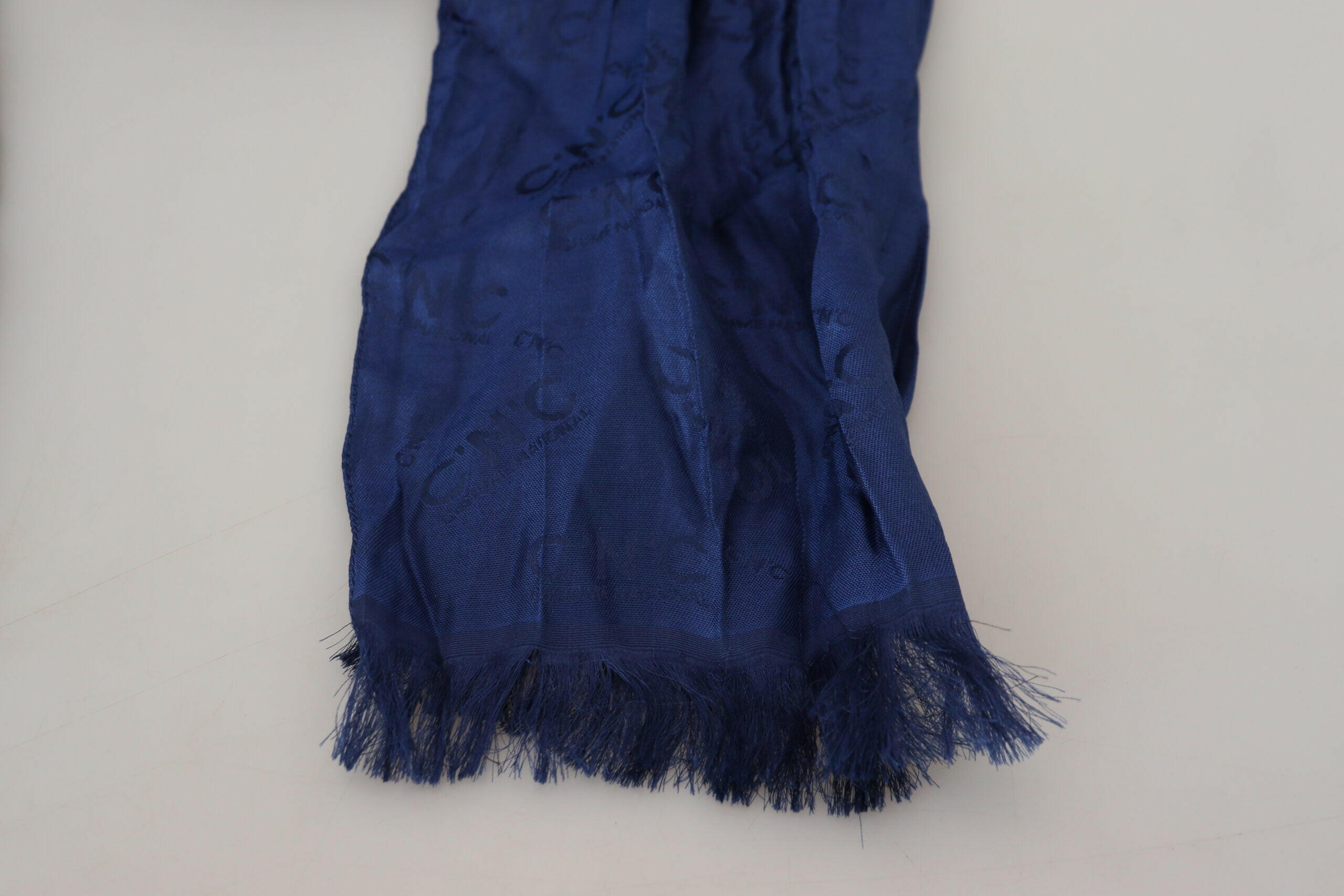 Costume National Blue Silk Shawl Foulard Fringes Scarf -   -  Costume National.