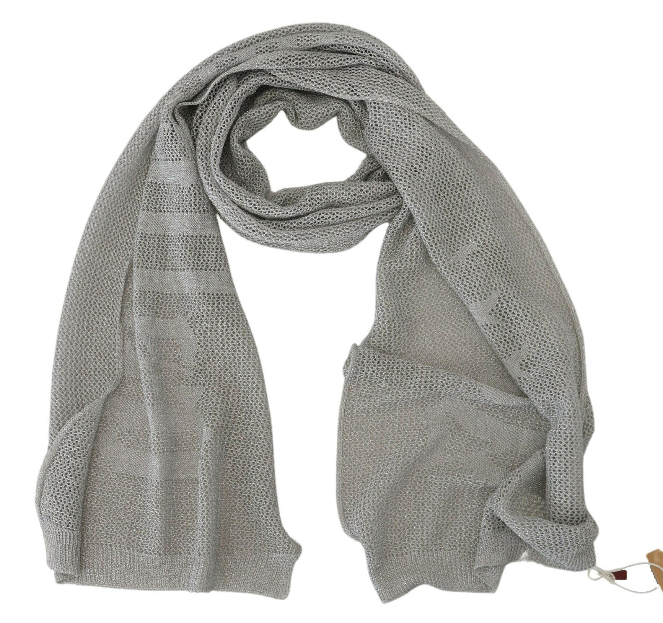 John Galliano Gray Logo Knitted Neck Wrap Shawl Foulard Scarf -   -  John Galliano.