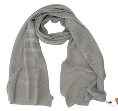John Galliano Gray Logo Knitted Neck Wrap Shawl Foulard Scarf -   -  John Galliano.