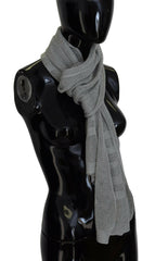 John Galliano Gray Logo Knitted Neck Wrap Shawl Foulard Scarf -   -  John Galliano.