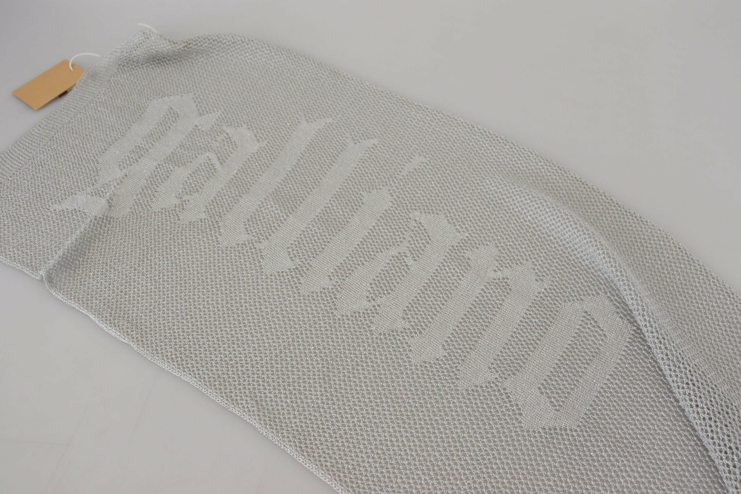 John Galliano Gray Logo Knitted Neck Wrap Shawl Foulard Scarf -   -  John Galliano.