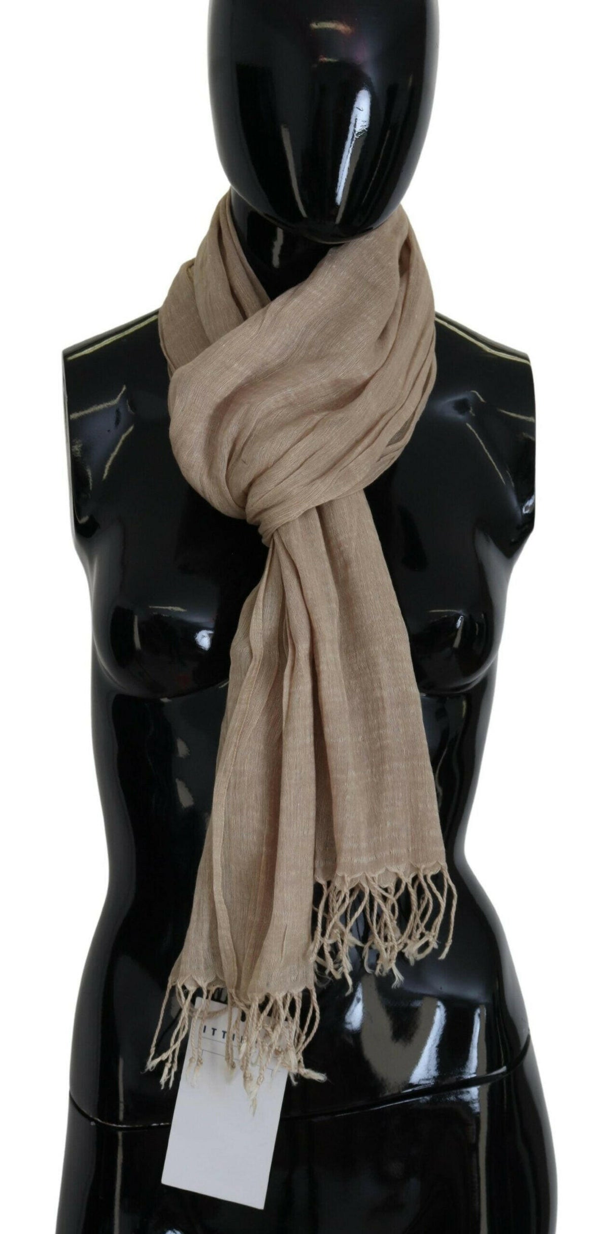 Costume National Beige Cotton Shawl Foulard Fringe Scarf -   -  Costume National.