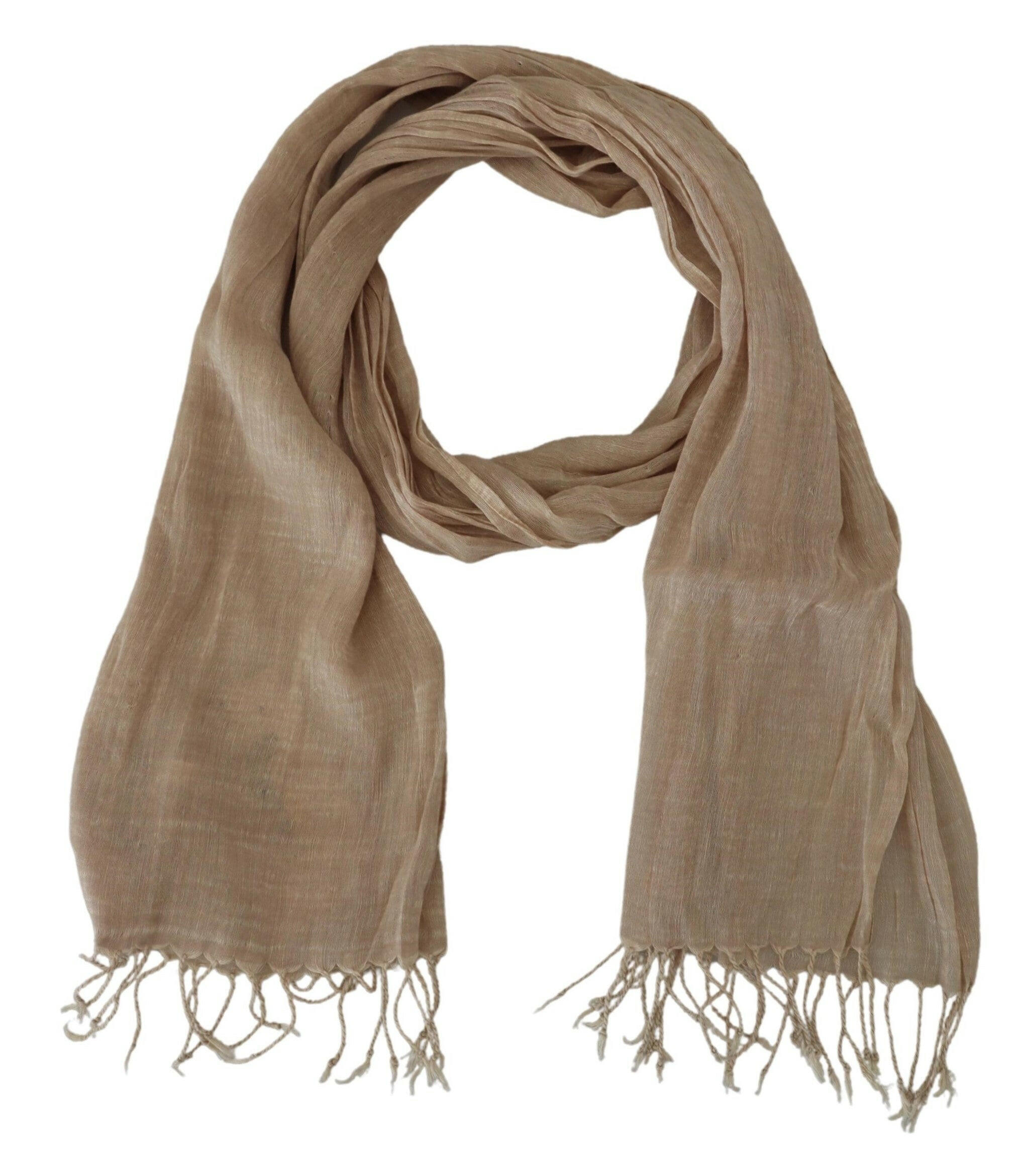 Costume National Beige Cotton Shawl Foulard Fringe Scarf -   -  Costume National.